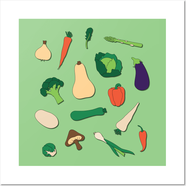 Simple Vegies in Green Wall Art by jessicasinclair